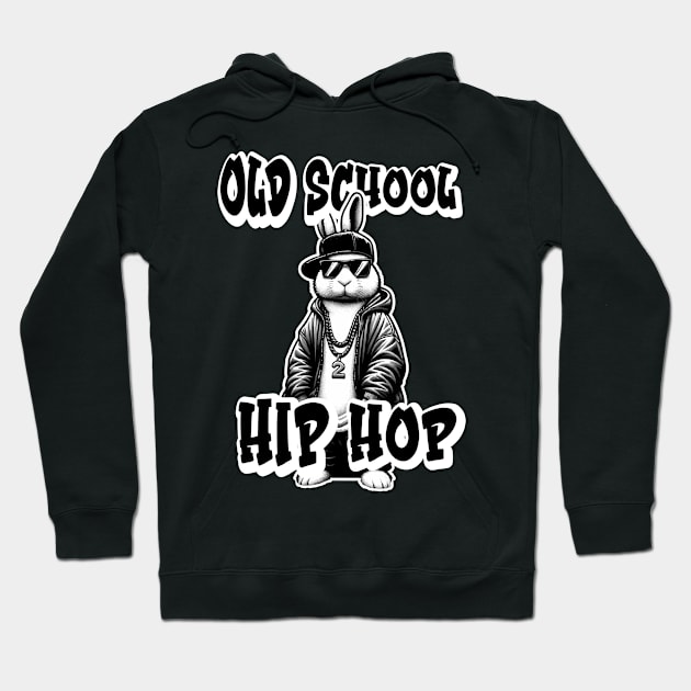 "Retro Rabbit Beats" Old-School Hip Hop Hoodie by Skull Riffs & Zombie Threads